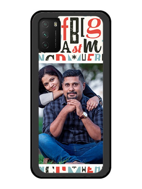 Custom Poco M3 Personalized Glass Phone Case  - Alphabet Design
