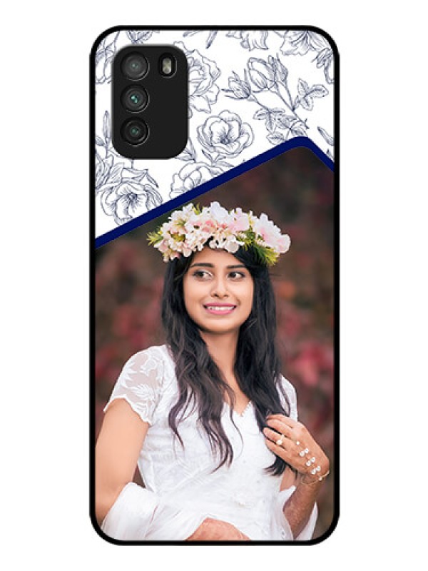 Custom Poco M3 Personalized Glass Phone Case  - Premium Floral Design