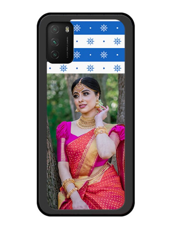 Custom Poco M3 Photo Printing on Glass Case  - Snow Pattern Design