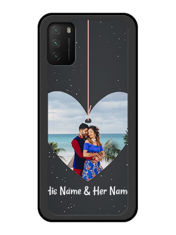 Custom Poco M3 Custom Glass Phone Case  - Hanging Heart Design