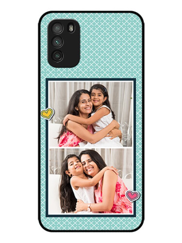 Custom Poco M3 Custom Glass Phone Case  - 2 Image Holder with Pattern Design