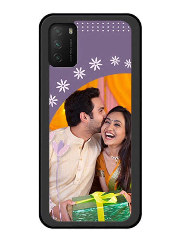 Custom Poco M3 Custom Glass Mobile Case  - Lavender flowers design 