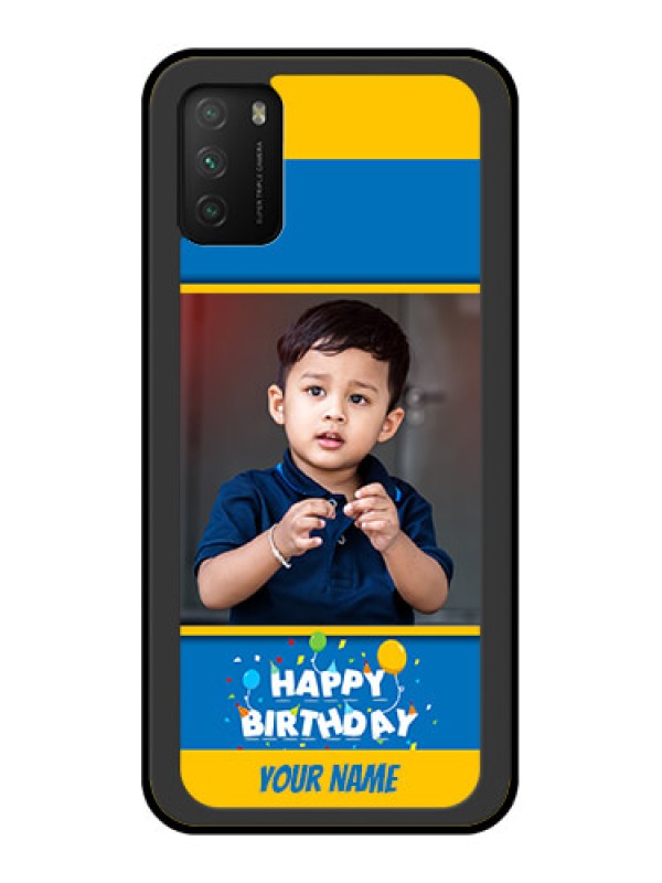 Custom Poco M3 Custom Glass Mobile Case  - Birthday Wishes Design
