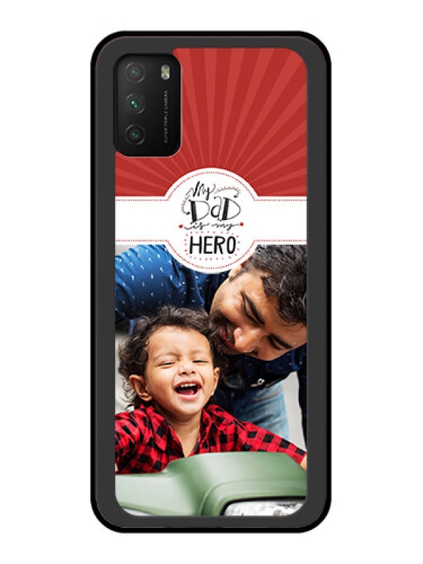 Custom Poco M3 Photo Printing on Glass Case  - My Dad Hero Design