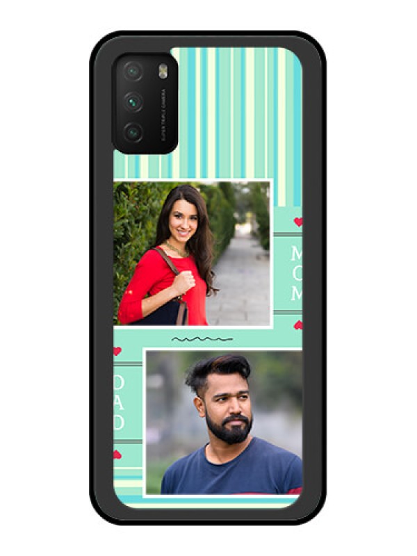 Custom Poco M3 Custom Glass Phone Case  - Mom & Dad Pic Design