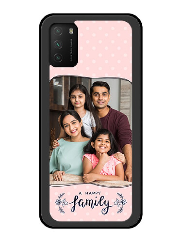 Custom Poco M3 Custom Glass Phone Case  - Family with Dots Design