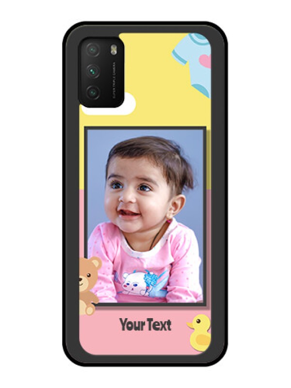 Custom Poco M3 Photo Printing on Glass Case  - Kids 2 Color Design