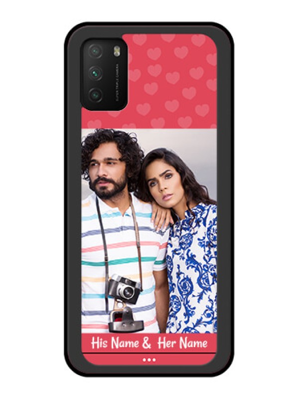 Custom Poco M3 Photo Printing on Glass Case  - Simple Love Design