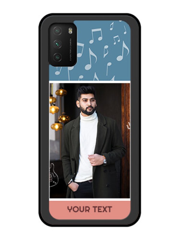 Custom Poco M3 Photo Printing on Glass Case  - with Color Musical Note Design