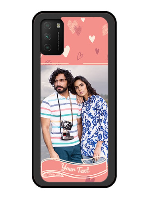 Custom Poco M3 Custom Glass Phone Case  - Love doodle art Design