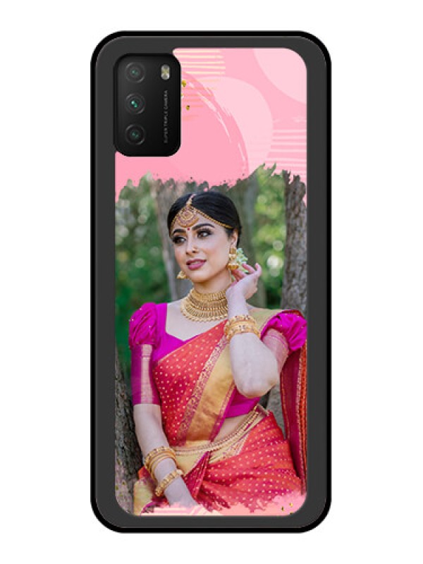 Custom Poco M3 Personalized Glass Phone Case  - Gold Glitter Splash Design