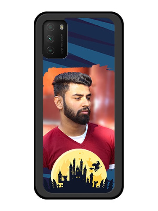 Custom Poco M3 Photo Printing on Glass Case  - Halloween Witch Design 