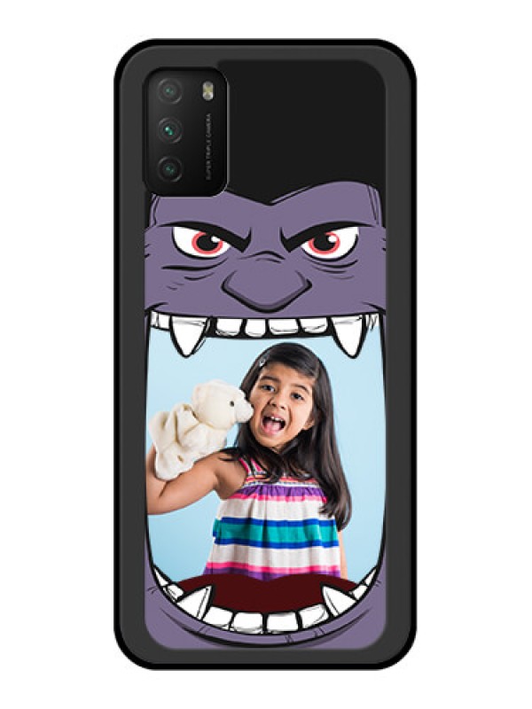 Custom Poco M3 Custom Glass Phone Case  - Angry Monster Design