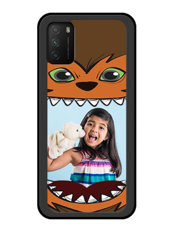 Custom Poco M3 Photo Printing on Glass Case  - Owl Monster Back Case Design