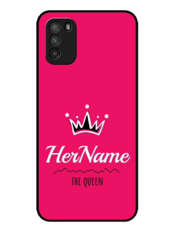 Custom Poco M3 Glass Phone Case Queen with Name