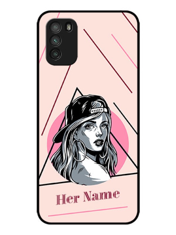 Custom Poco M3 Personalized Glass Phone Case - Rockstar Girl Design