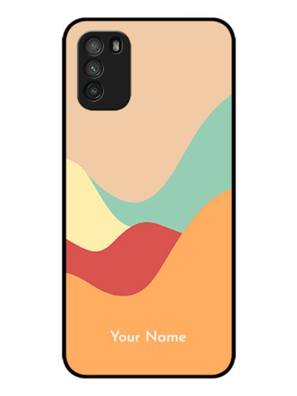 Custom Poco M3 Personalized Glass Phone Case - Ocean Waves Multi-colour Design