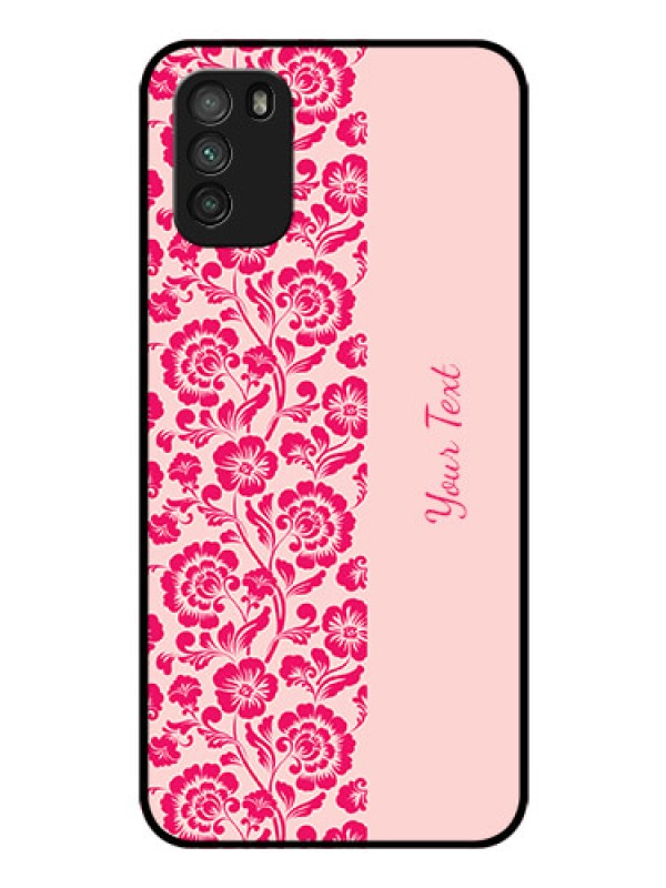 Custom Poco M3 Custom Glass Phone Case - Attractive Floral Pattern Design