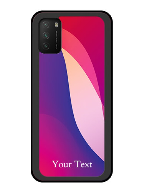 Custom Poco M3 Personalized Glass Phone Case - Digital abstract Overlap Design