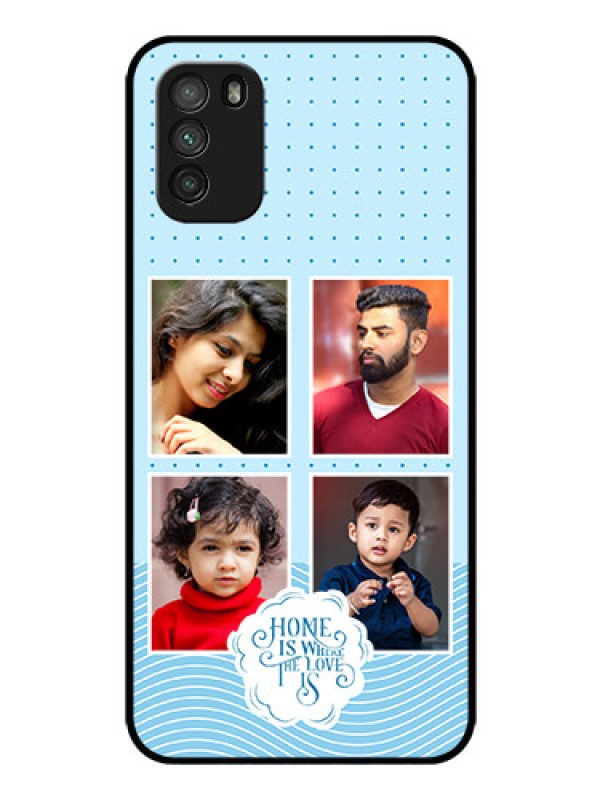 Custom Poco M3 Custom Glass Phone Case - Cute love quote with 4 pic upload Design