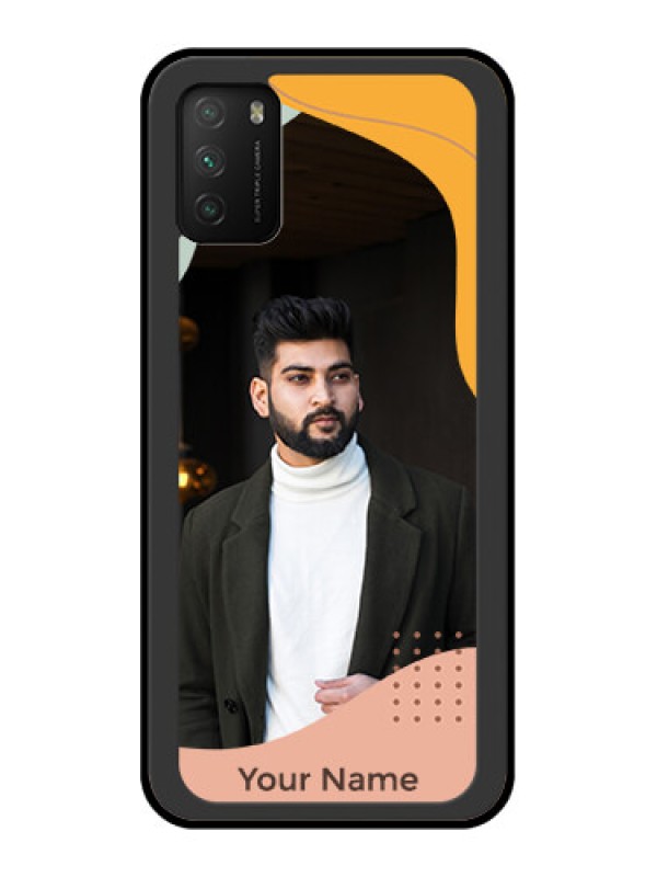 Custom Poco M3 Personalized Glass Phone Case - Tri-coloured overlay design