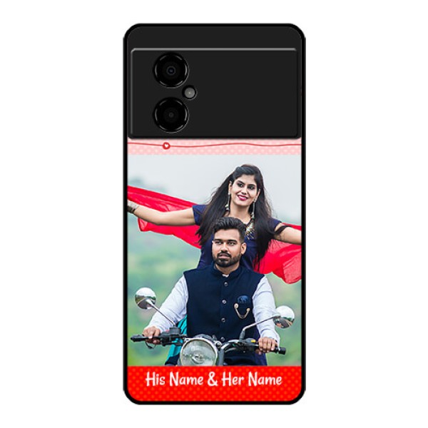 Poco M4 5G Personalized Glass Phone Case - Red Pattern Case Design