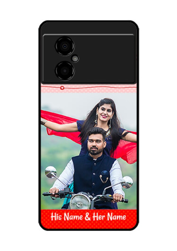 Poco M4 5G Personalized Glass Phone Case - Red Pattern Case Design