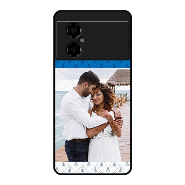 Poco M4 5G Photo Printing on Glass Case - Blue Anchors Design