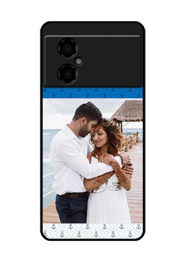 Poco M4 5G Photo Printing on Glass Case - Blue Anchors Design