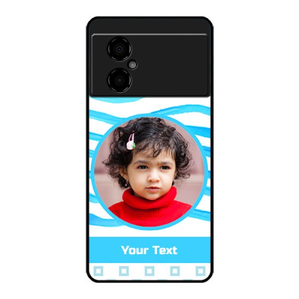 Poco M4 5G Custom Glass Phone Case - Simple Blue Case Design