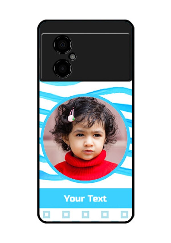 Poco M4 5G Custom Glass Phone Case - Simple Blue Case Design