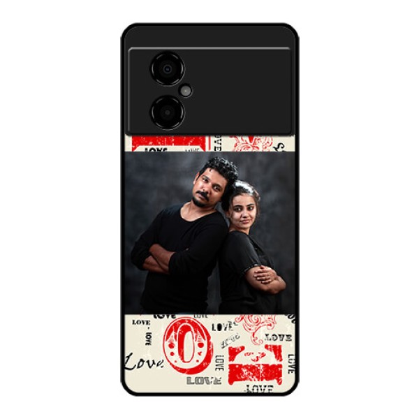 Poco M4 5G Photo Printing on Glass Case - Trendy Love Design Case