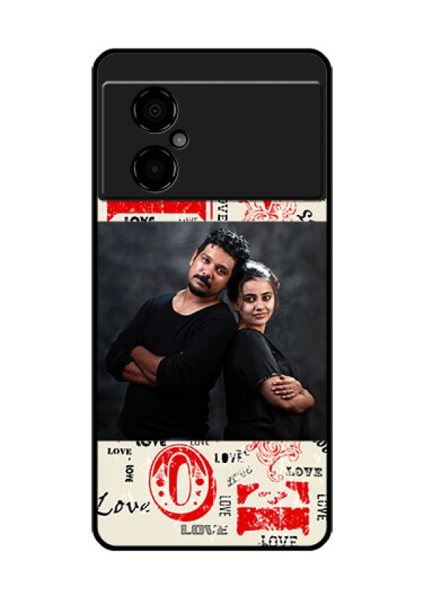 Poco M4 5G Photo Printing on Glass Case - Trendy Love Design Case