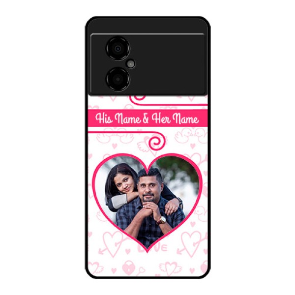 Poco M4 5G Personalized Glass Phone Case - Heart Shape Love Design
