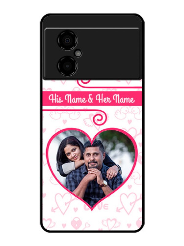 Custom Poco M4 5G Personalized Glass Phone Case - Heart Shape Love Design