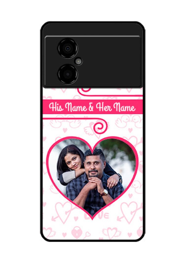 Poco M4 5G Personalized Glass Phone Case - Heart Shape Love Design