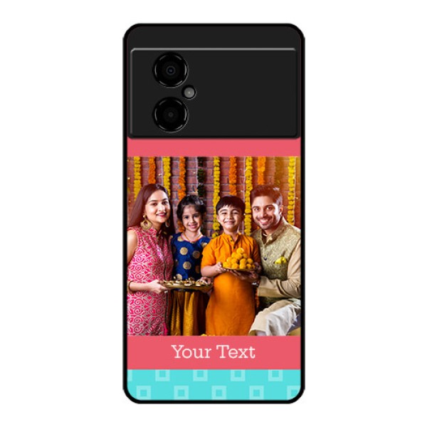 Poco M4 5G Personalized Glass Phone Case - Peach & Blue Color Design Poco M4 5G Personalized Glass Phone Case - Peach & Blue Color Design