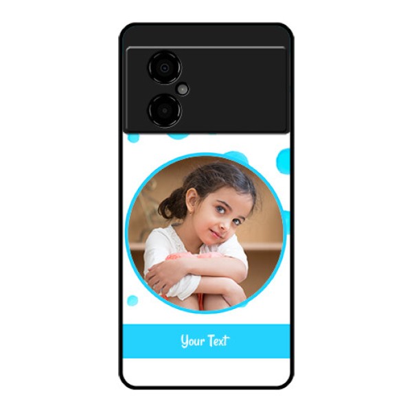 Poco M4 5G Photo Printing on Glass Case - Blue Bubbles Pattern Design Poco M4 5G Photo Printing on Glass Case - Blue Bubbles Pattern Design