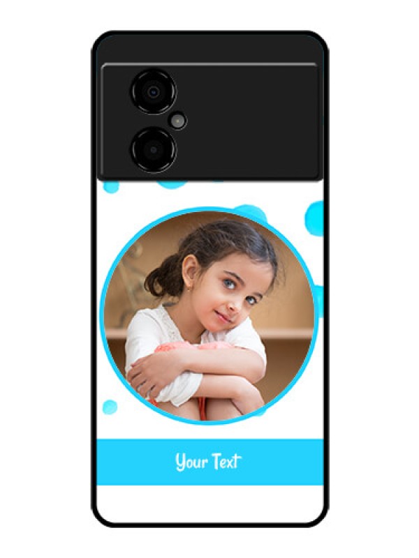 Custom Poco M4 5G Photo Printing on Glass Case - Blue Bubbles Pattern Design