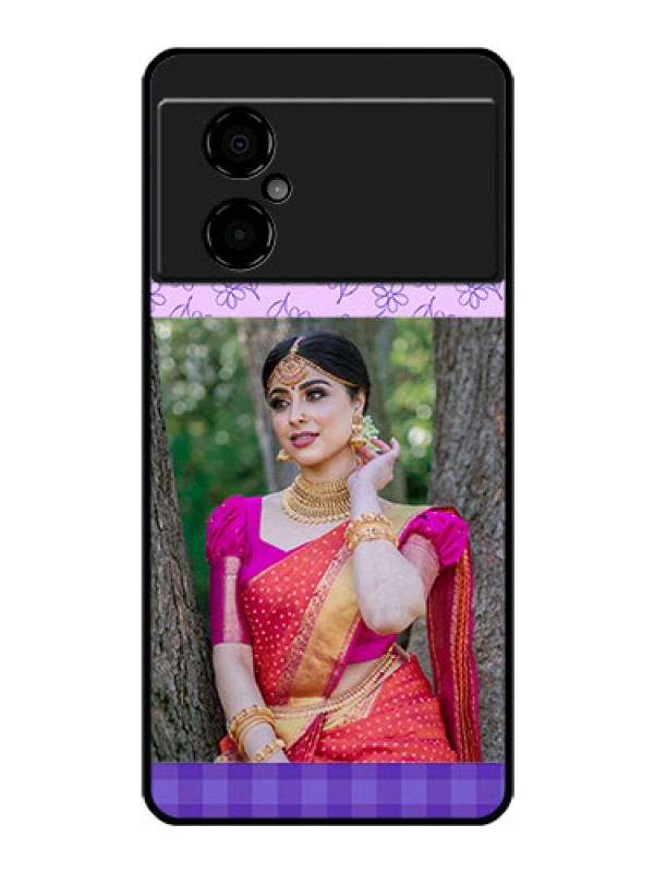 Custom Poco M4 5G Custom Glass Phone Case - Purple Floral Design