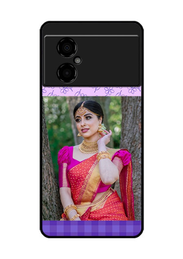 Poco M4 5G Custom Glass Phone Case - Purple Floral Design