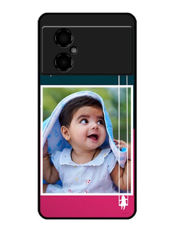 Custom Poco M4 5G Custom Glass Phone Case - Cute Girl with Cloud Design