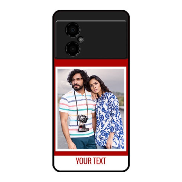Poco M4 5G Personalized Glass Phone Case - Simple Red Color Design