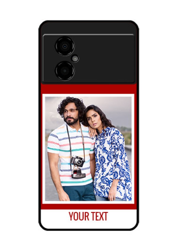 Poco M4 5G Personalized Glass Phone Case - Simple Red Color Design