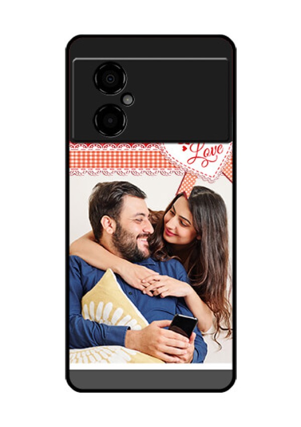 Poco M4 5G Custom Glass Mobile Case - Red Love Pattern Design