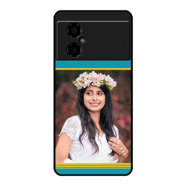 Poco M4 5G Custom Glass Phone Case - Yellow & Blue Design