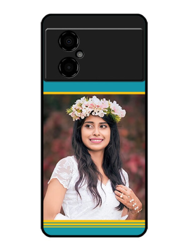 Custom Poco M4 5G Custom Glass Phone Case - Yellow & Blue Design