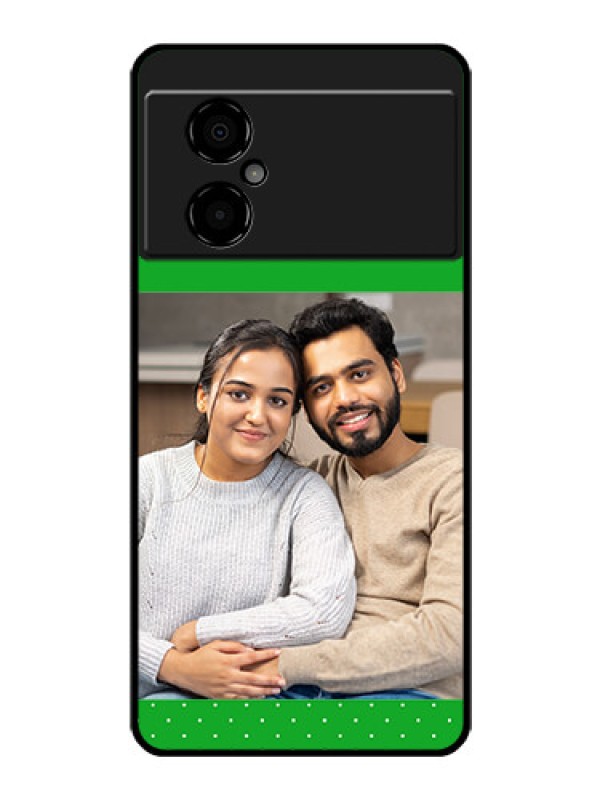 Custom Poco M4 5G Personalized Glass Phone Case - Green Pattern Design