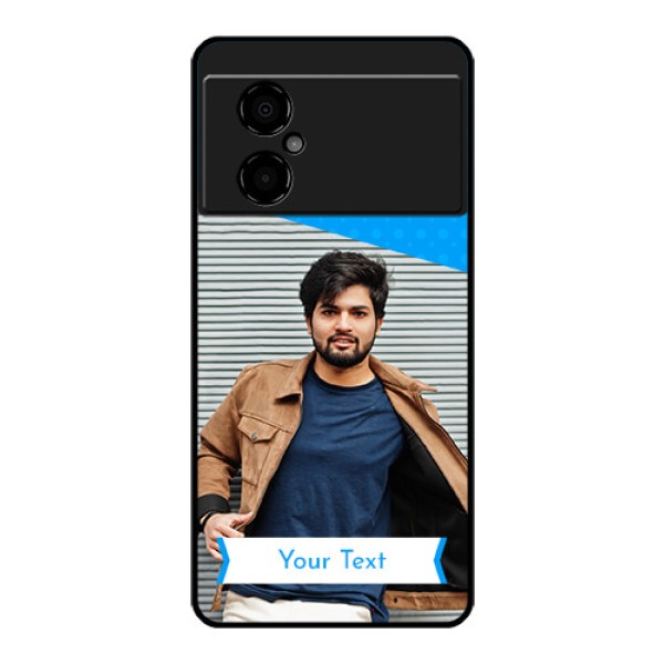 Poco M4 5G Photo Printing on Glass Case - Simple Blue Color Design
