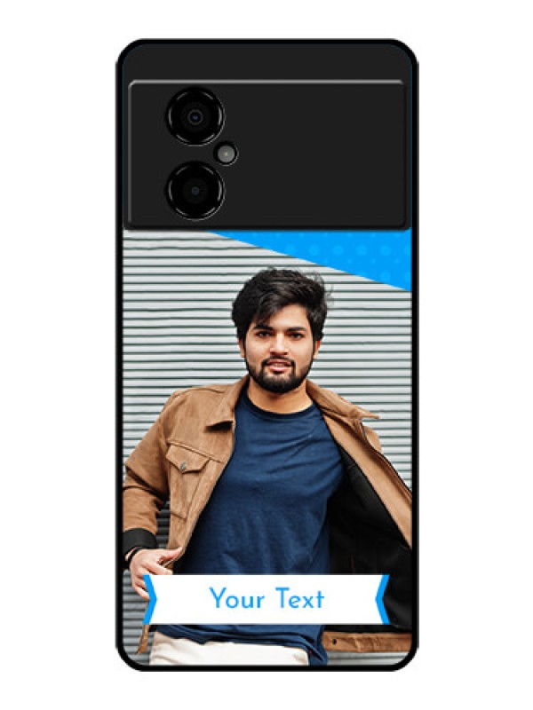 Custom Poco M4 5G Photo Printing on Glass Case - Simple Blue Color Design